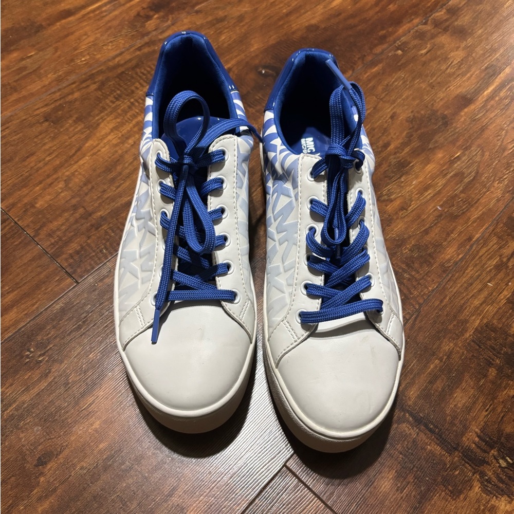 Stylish White and Blue Sneakers